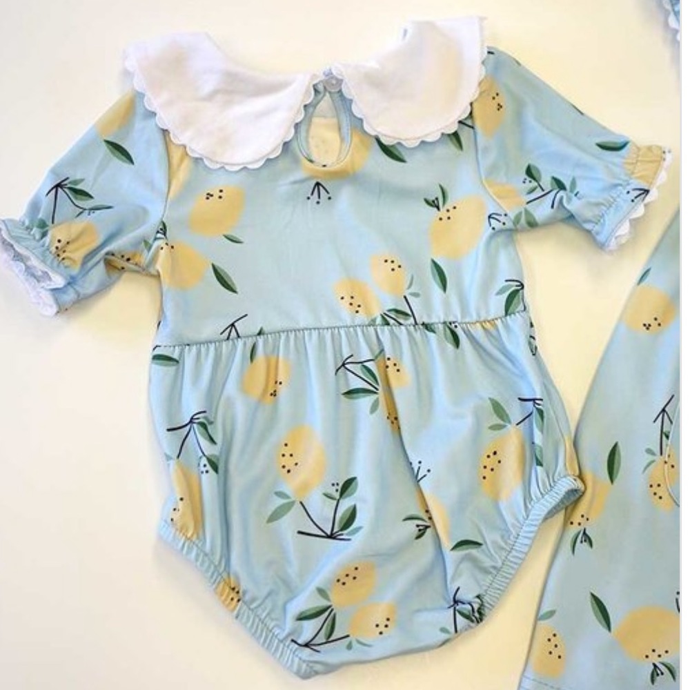 Light Blue Lemon Print Collar Dress - Picture 1 of 3